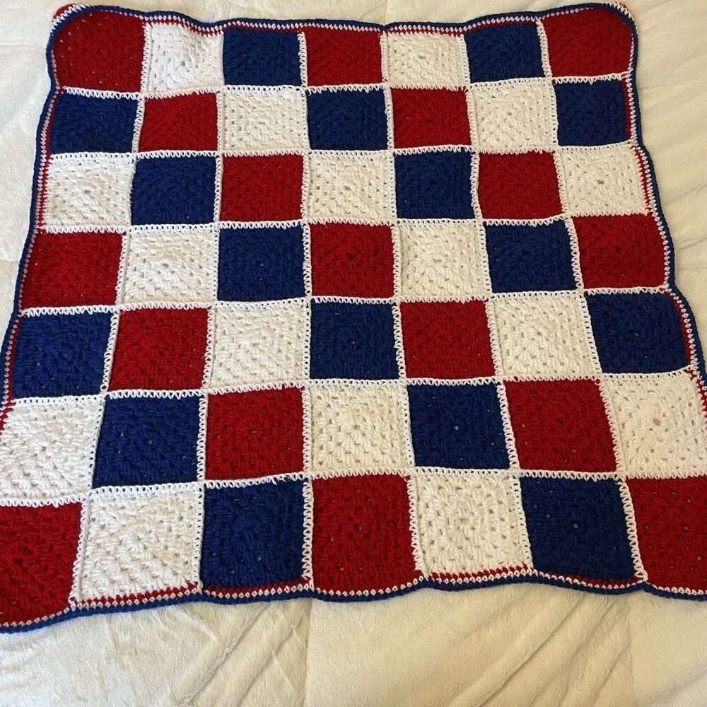 Granny Square Vtg Handmade 35 x 35